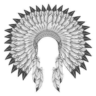 Native american indian headdress with feathers clipart