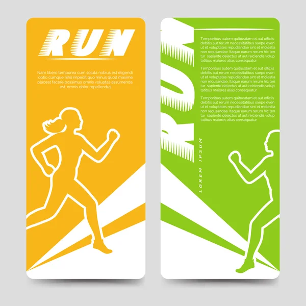 Modèle de brochure sport avec femme coureuse — Image vectorielle