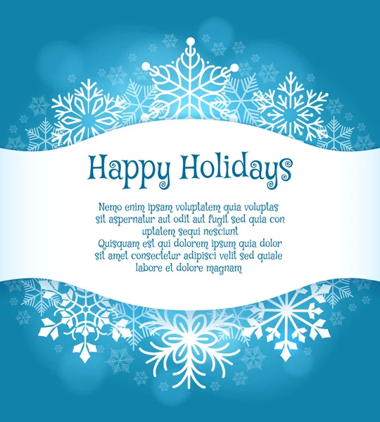 Happy holidays blue background with snowflakes — Stock Vector