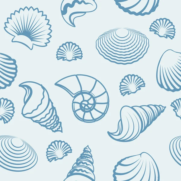 Sea shell hand getekend patroon — Stockvector