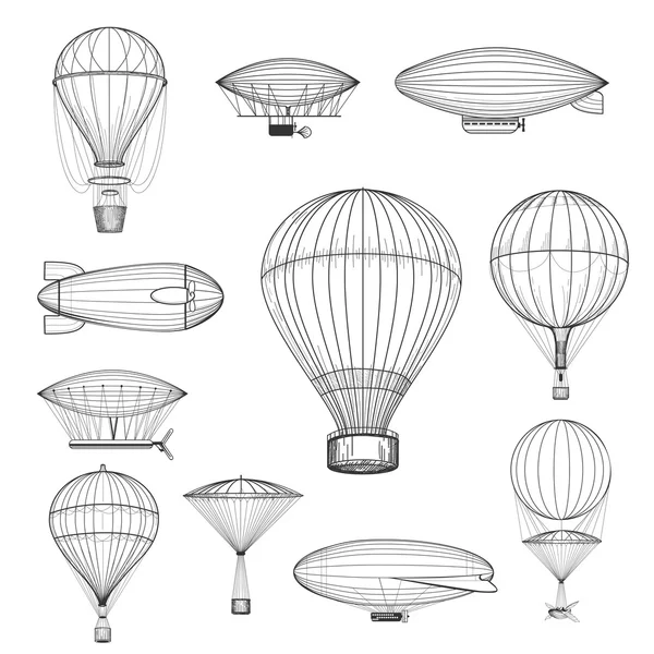 Globos vintage de aire caliente — Vector de stock