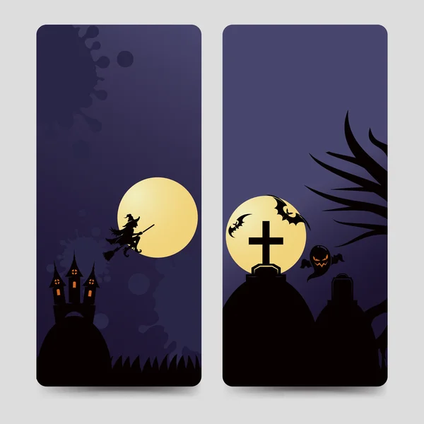 Halloween flyers template with castle — ストックベクタ