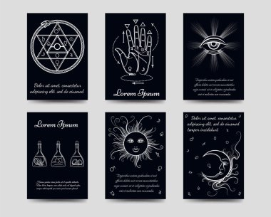 Alchemy and isoteric cards set clipart