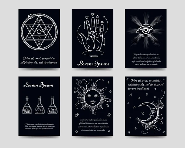 Alchemy and isoteric cards set — Stock vektor