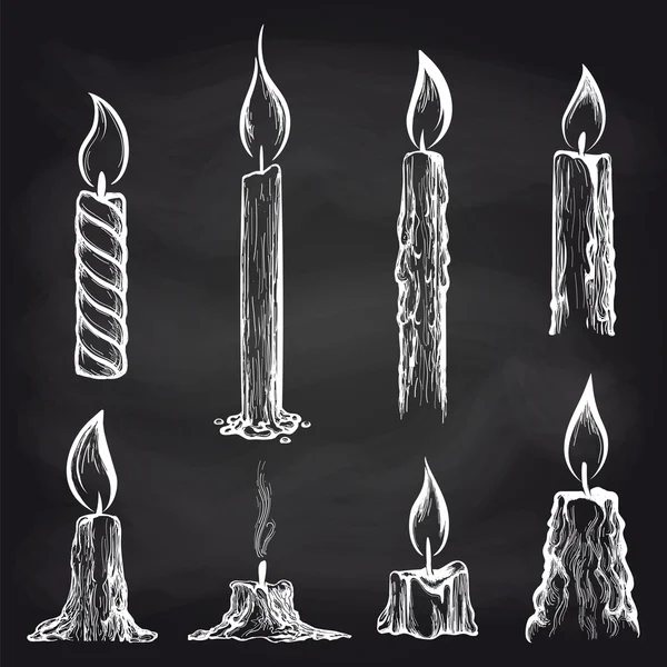 Candles collection on chalkboard — Stockový vektor