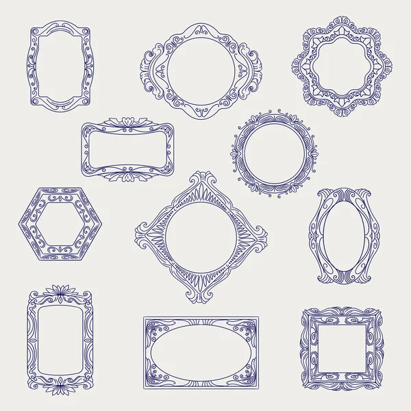 Ball pen sketch of vintage frames — ストックベクタ