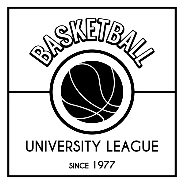 Black and white basketball emblem — ストックベクタ