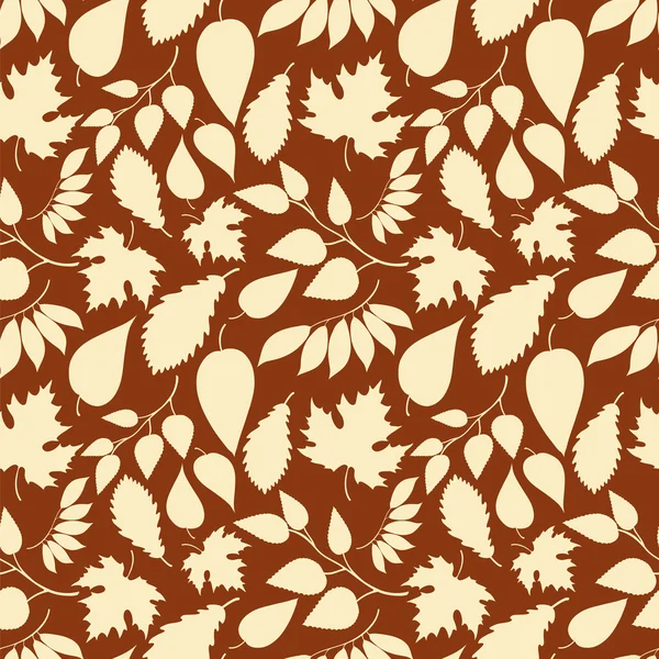 Autumn seamless pattern with leaves silhouettes — ストックベクタ