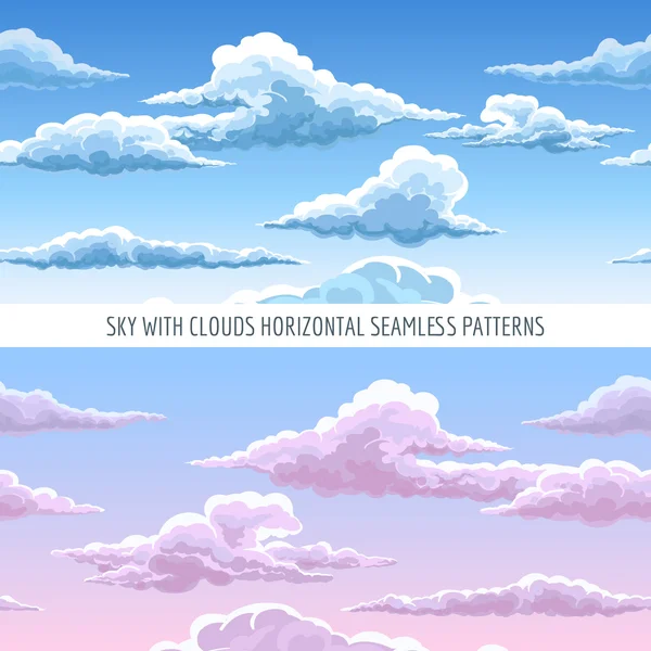 Cielo azul con nubes patrón sin costuras — Vector de stock