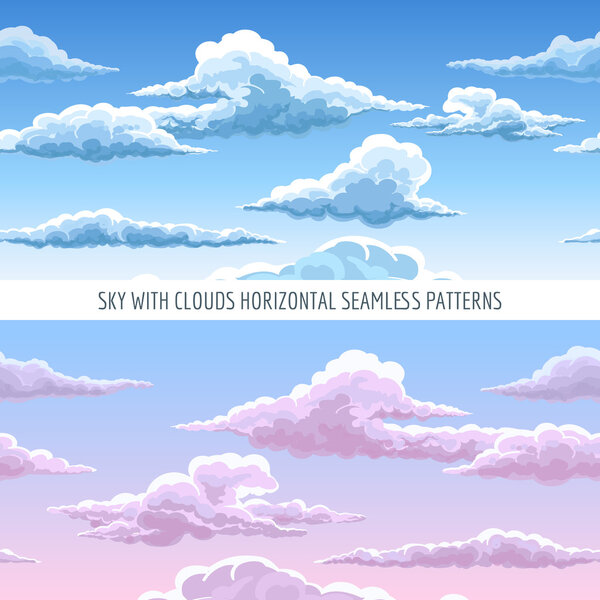 blue sky with clouds seamless pattern
