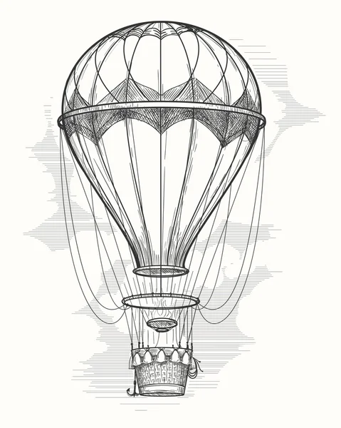 Retro hot air balloon sketch — ストックベクタ