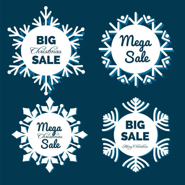 Navidad copos de nieve venta banners — Vector de stock