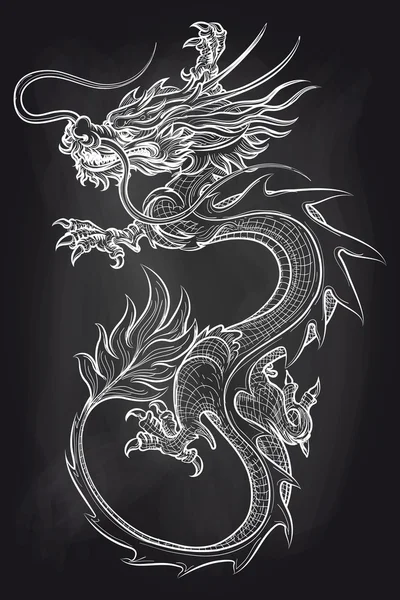 Dragon chinois sur toile de fond de tableau — Image vectorielle