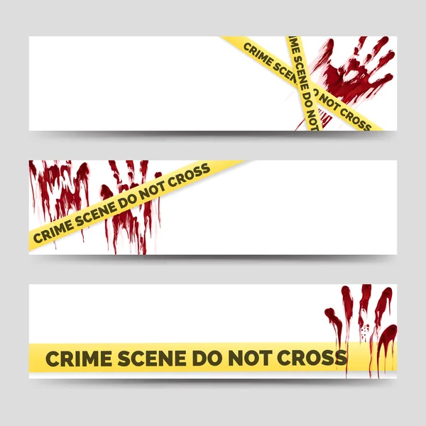 Bannières criminelles avec des empreintes de mains sanglantes — Image vectorielle