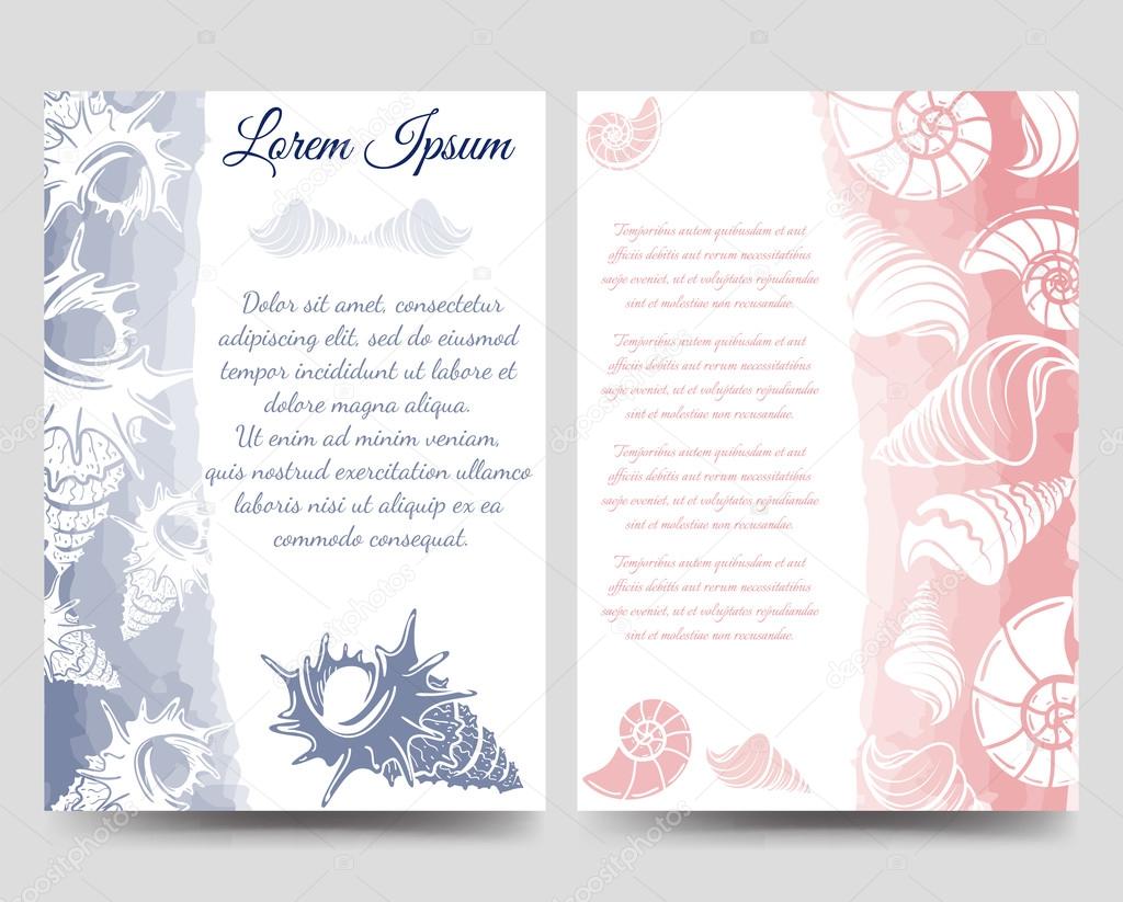 Ocean brochure template with sea shells