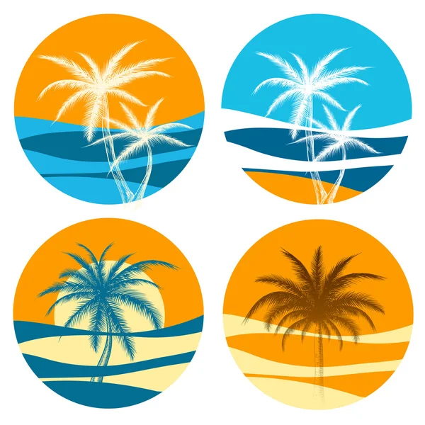 Palm paradise logo set — Stock Vector