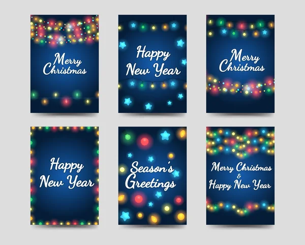 New year and christmas greetings cards — Stock Vector