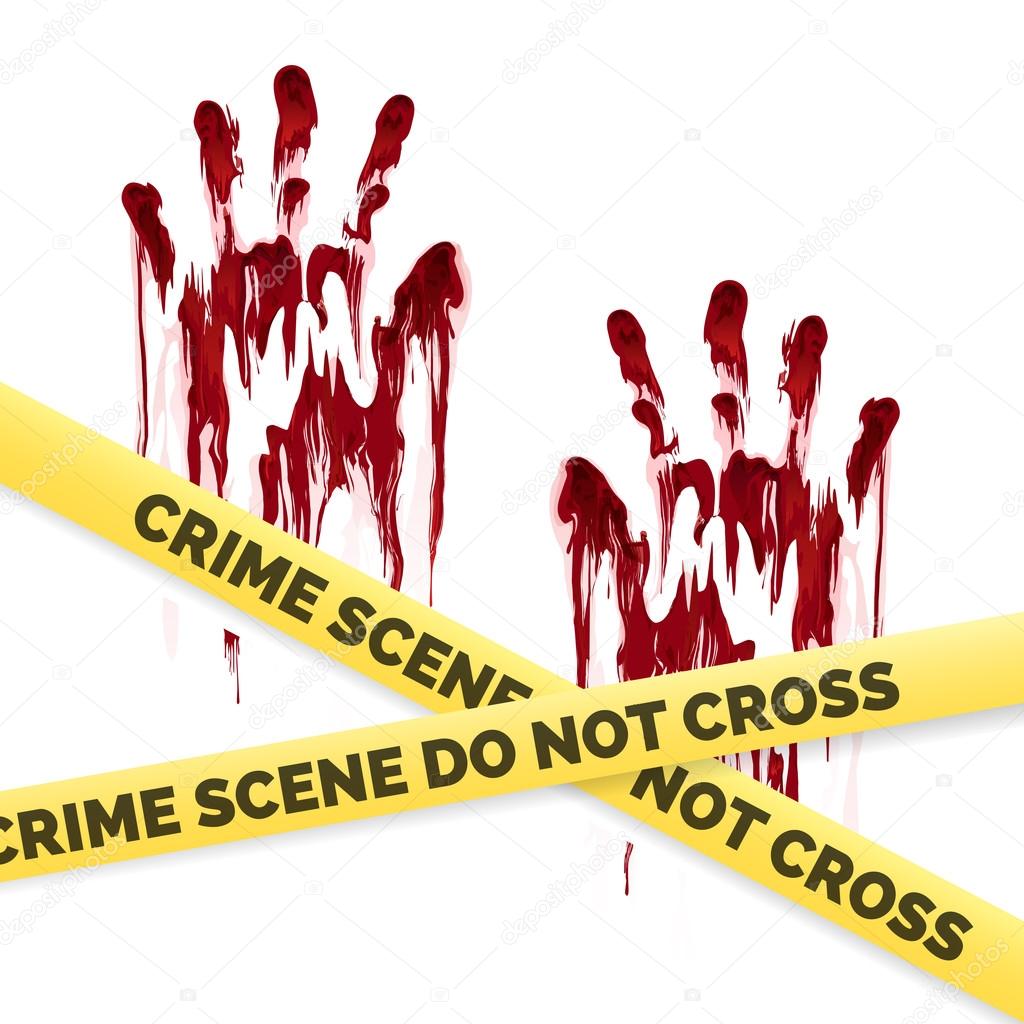Crime poster with bloody handprints