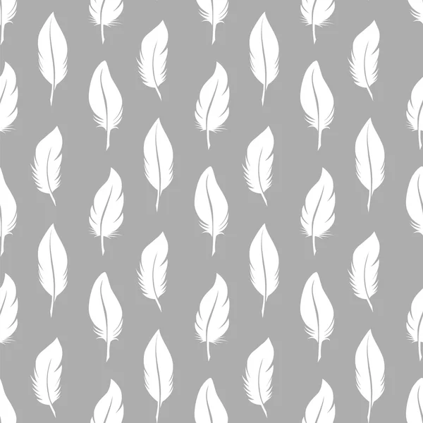 Plumes blanches motif sans couture — Image vectorielle