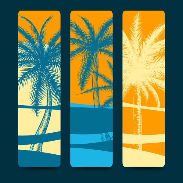 Summer style bookmarks with palm trees — Stock Vector