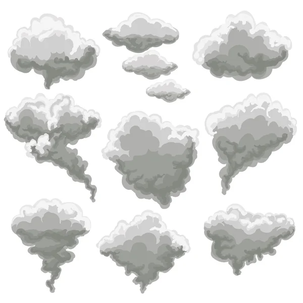 Cartoon smoking fog clouds — Stock Vector