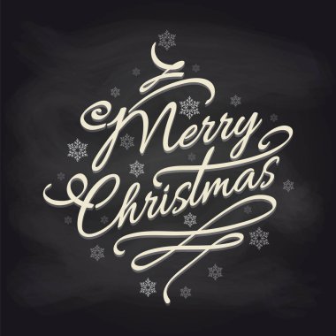 Kara tahta üzerinde kar taneleri ile Noel arka plan