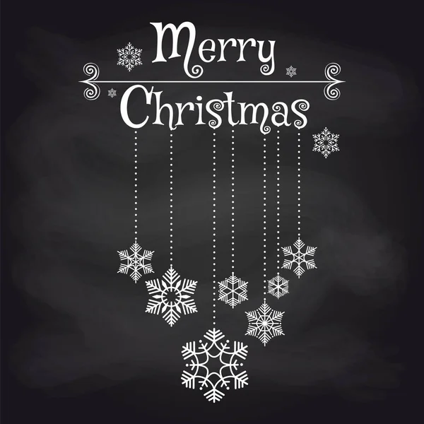 Vánoční přání s sněhové vločky na tabuli — Stockový vektor