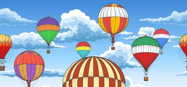 Vintage hot air balloons pattern — Stock Vector