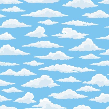 White clouds blue sky seamless pattern clipart