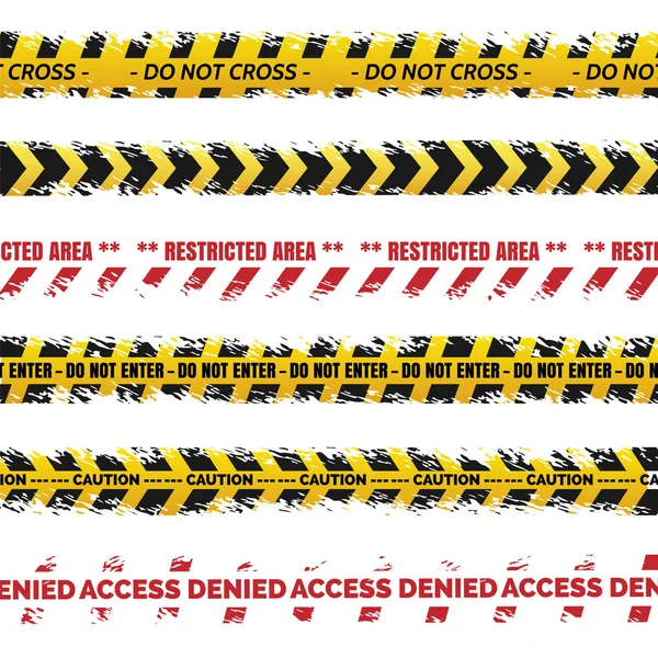 Vetor de fitas de perigo - coleção de fita de grundge —  Vetores de Stock