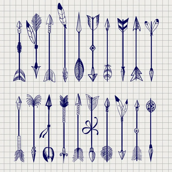 Ball pen arrows on notebook page — Stock Vector