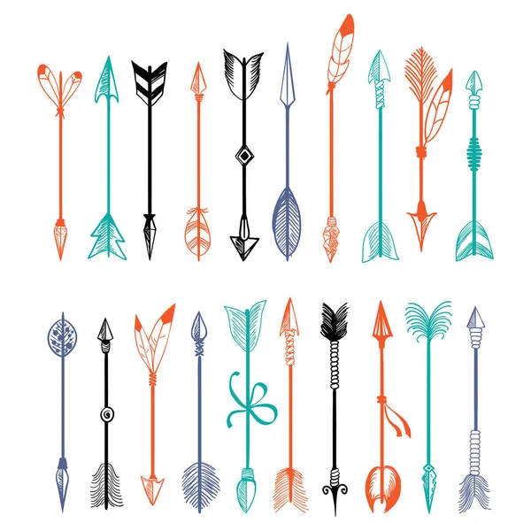 手描きのカラフルな矢印のコレクション — ストックベクタ
