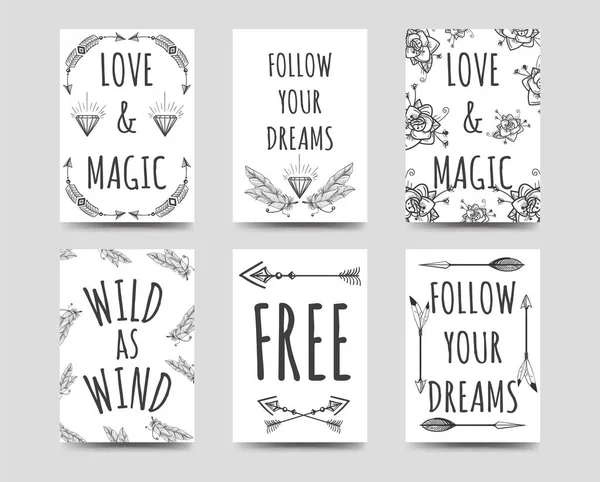 Boho style cards collection — Stock Vector