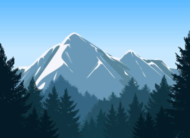 Çam ormanı arka plan ile Dağları