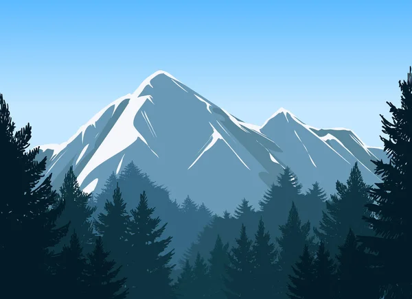 Montagnes avec fond de forêt de pins — Image vectorielle