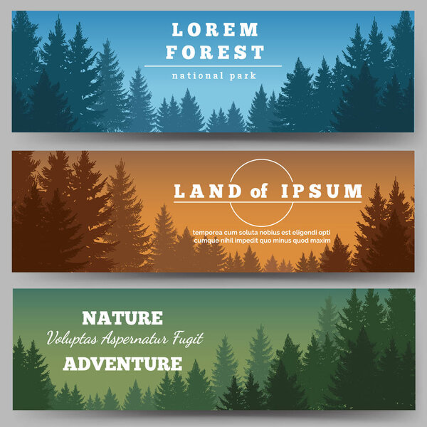Green pines forest banners