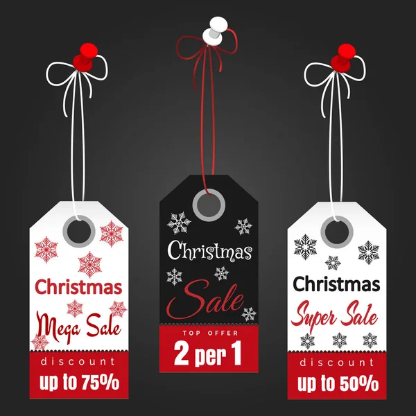 Etiquetas de venda de Natal com flocos de neve —  Vetores de Stock