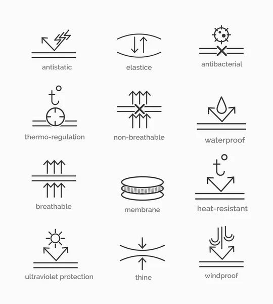 Fabric properties icons — Stock Vector