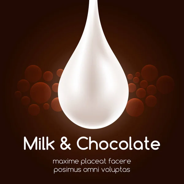 ミルク ドロップとブラック チョコレート壁紙 — ストックベクタ
