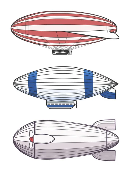 Renkli airships Zeplinler — Stok Vektör