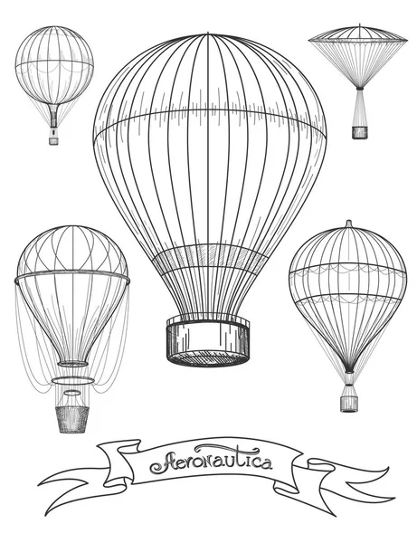 Aeronautica Poster mit Heißluftballons — Stockvektor