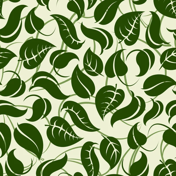 Zielony bezszwowy wzór z liśćmi — Wektor stockowy
