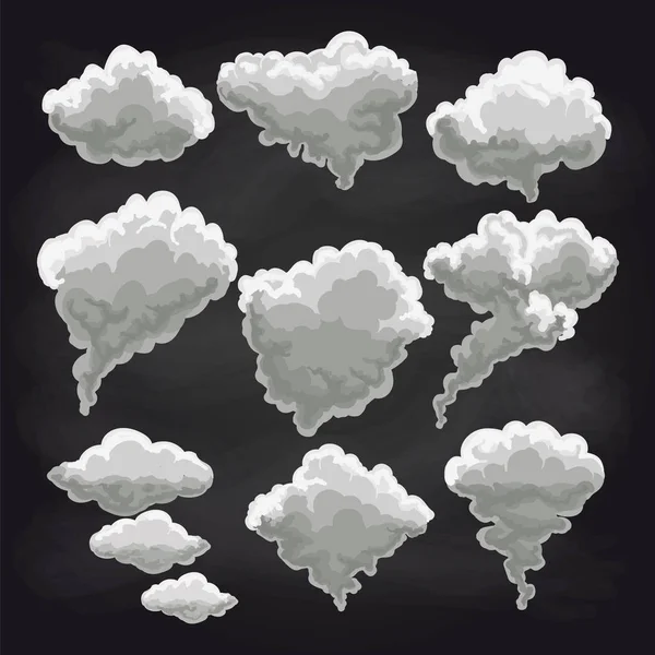 Βροχή σύννεφα συλλογή στον πίνακα κιμωλίας — Διανυσματικό Αρχείο