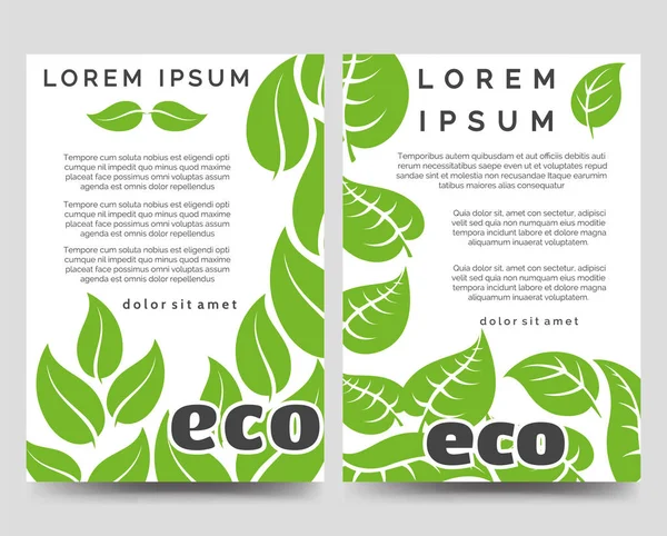 Eco brochure sjabloon met groene bladeren — Stockvector