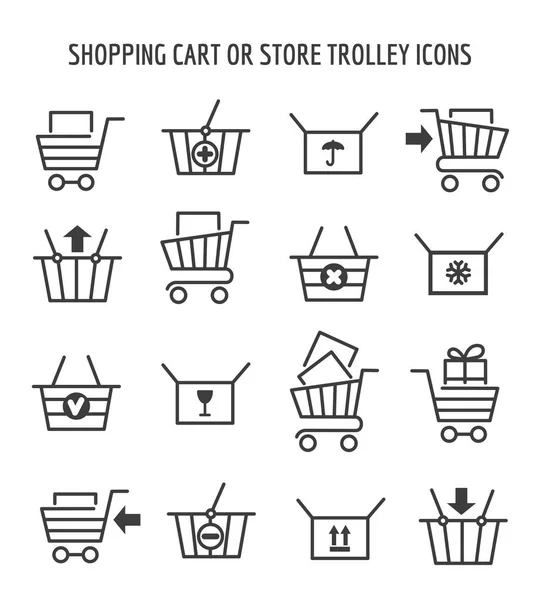Nákupní košík ikony pro web e-commerce — Stockový vektor