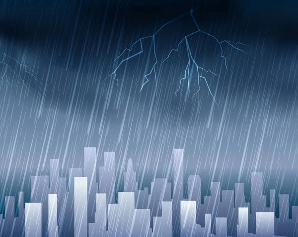 多雨的天气，在小镇蓝色背景 — 图库矢量图片