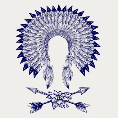 Hative Amerikan headdress kroki