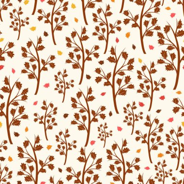 Meşe ağacı ve düşen yapraklar desen