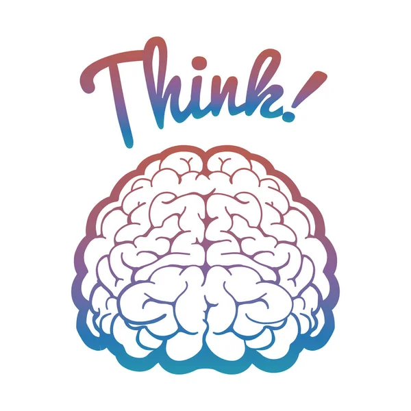 Póster con signo cerebral colorido Think — Vector de stock