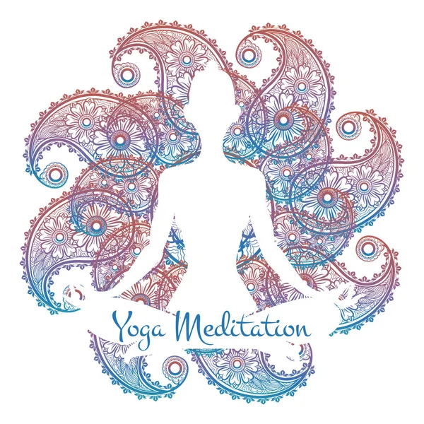 Poster meditasi Yoga - Stok Vektor